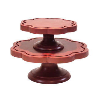 Blossom Cake Stand in red, made from solid upcycled wood
