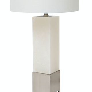 Alabaster Post with Metal Base Table Lamp