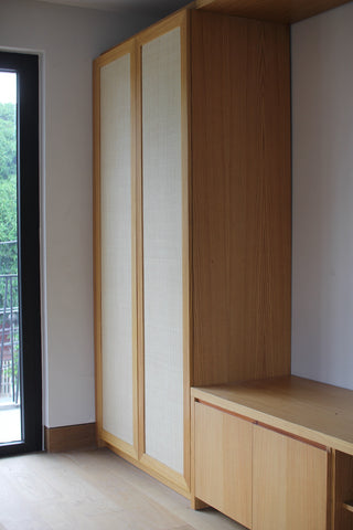 Oak wood Cabinetry with Raffia weaving