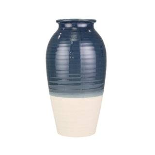 Ceramic Blue/Ivory Vase, 20"