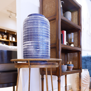 Ceramic Deco Textured Vase, Navy, 21"