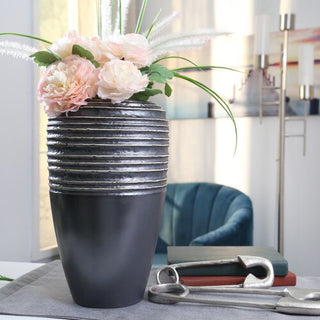 Ceramic Gray Vase, Gray, 14"