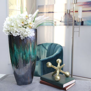 Ceramic Green/Multi-Colored Vase, 16"