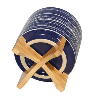 Ceramic Planter On Stand, Blue, 8"