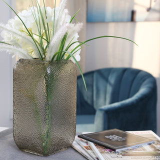 Dotted Textured Glass Vase, Brown, 10"