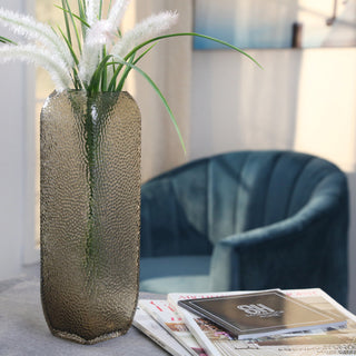 Dotted Textured Glass Vase, Brown, 12"