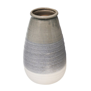 Faded Gray Ceramic Cone Vase, 16"
