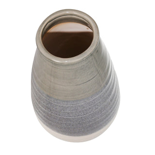 Faded Gray Ceramic Cone Vase, 16"