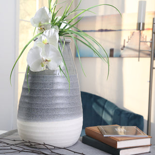 Faded Gray Ceramic Cone Vase, 16"