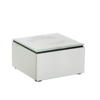 Glass / Wood 5" Zebra Storage Box, White
