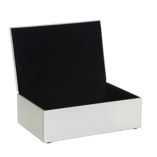 Glass / Wood 9" Leopard Storage Box, White