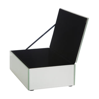 Glass / Wood 9" Leopard Storage Box, White