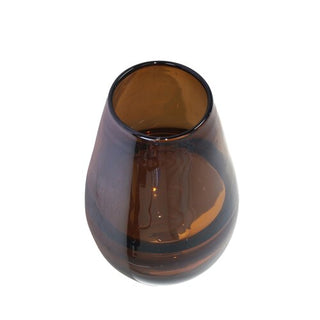 Handmade Oval Glass Vase, Brown, 11"