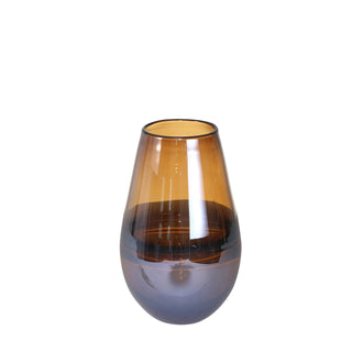 Handmade Oval Glass Vase, Brown, 9"