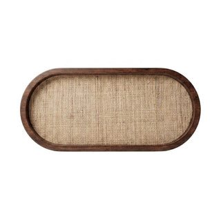 White Raffia Oval Tray