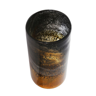 Marble Look Glass Vase, Black, 14"