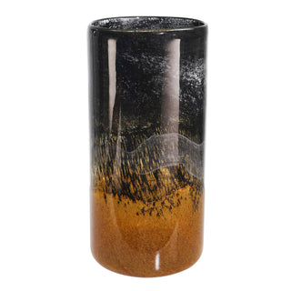 Marble Look Glass Vase, Black, 16"