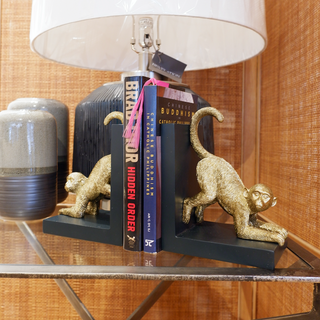 Monkey Resin Bookends, 8"