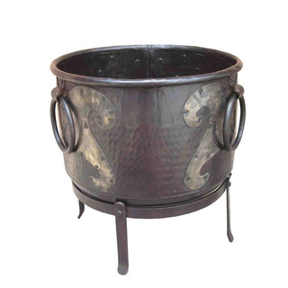 Petri Round Iron Planter, 17.5"