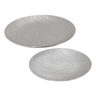 Scratch Finished Ceramic Silver Plates, 19"/16" S/2