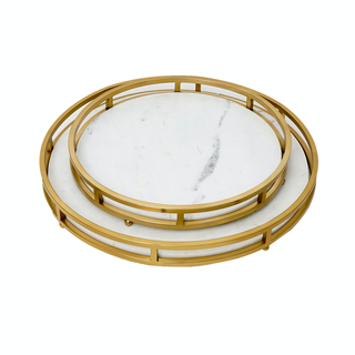 Sevilla Round Gold Nouveau Trays, S/2