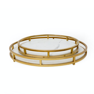 Sevilla Round Gold Nouveau Trays, S/2
