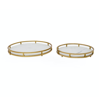 Sevilla Round Gold Nouveau Trays, S/2