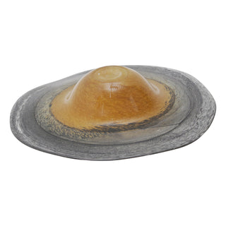 Smokey Marbled Glass Plate, Brown/Black, 3"