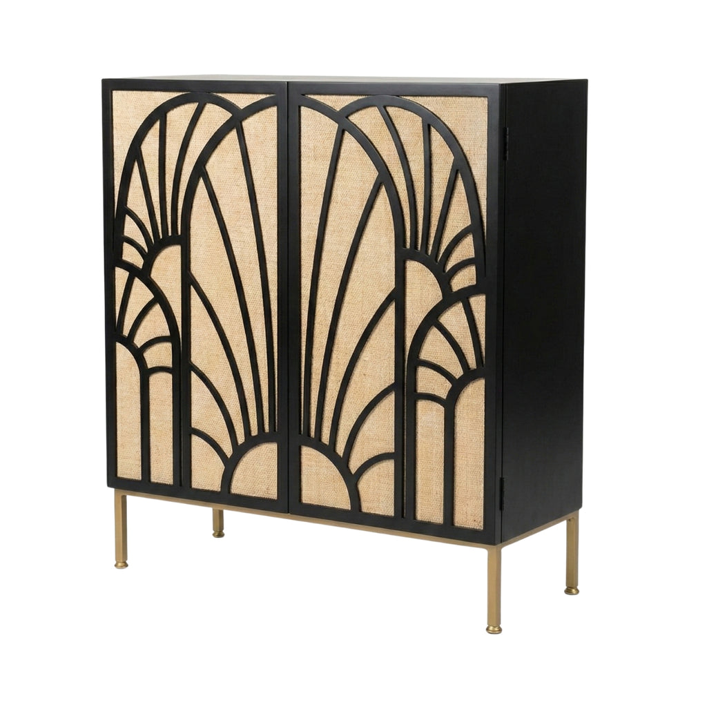 Soledad Bar Cabinet with Raffia Door Panels – Mejore