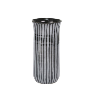 Striped Ceramic Vase, Blue, 11"