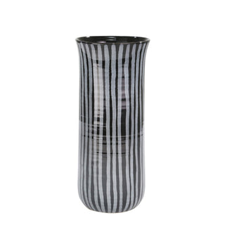 Striped Ceramic Vase, Blue, 14"
