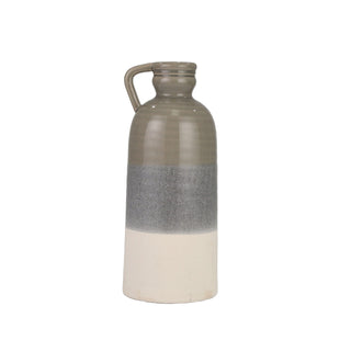 Tri-Color Gray-Fade Ceramic Decorative Bottle, 20"