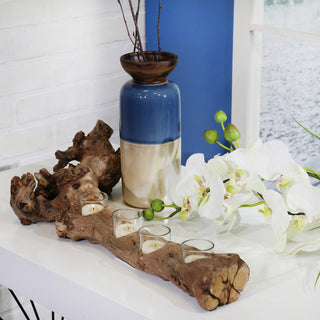 Tri-color Vase, White/Blue/White, 9.25"