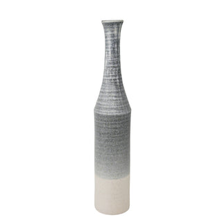 Two-Toned Bottle Ceramic Vase, Dark Gray-Beige, 20″