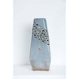 Blue Oval Topped Vase - Lg
