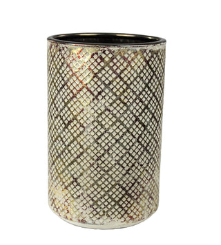 Antique Beige/Red/Gold Vase, 11.5"