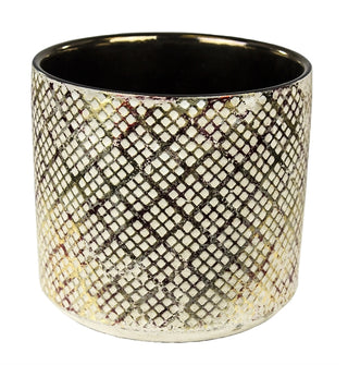 Antique Beige/Red/Gold Planter, 7"