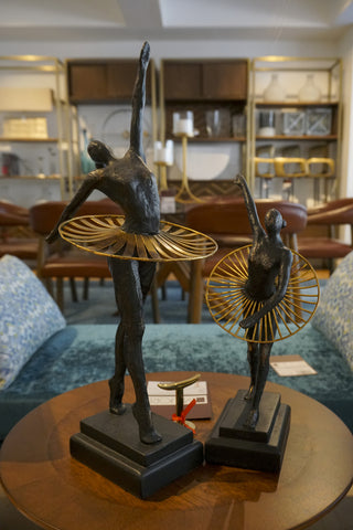 Black/Gold Ballerina Sculpture, 11.5" Back Pose