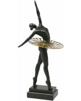 Black/Gold Ballerina Sculpture, 11.5" Back Pose