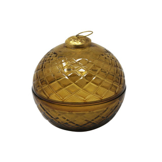 Cut Glass Ball with Candle, AMBER