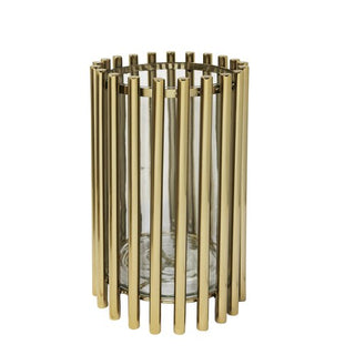 Metalic Gold Hurricane with Glass, 11.5"