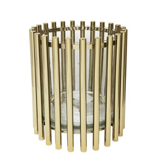Metalic Gold Hurricane with Glass, 9.5"