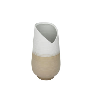 Ceramic Vase 10.5", White / Beige