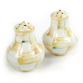 Mackenzie-Childs Parchment Check Enamel Salt &amp; Pepper Shakers