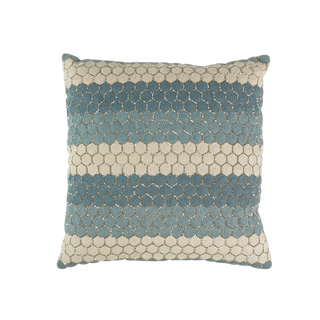 Callisto Home Natural Linen/Crème, Aqua, Teal Emb, Silver