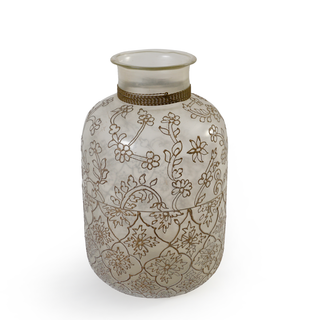 Floral Embossed Bottle Vase
