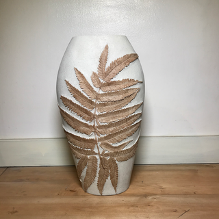 White Fern Vase 11"
