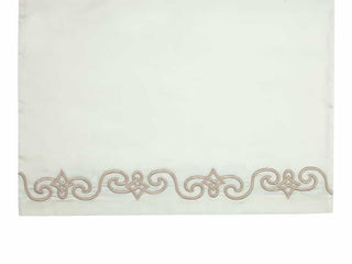 Lili Alessandra | Mozart Queen 300TC Sheet Set-White Cotton Sateen With Dk Champagne Embroidery