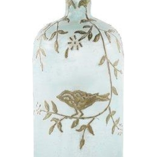Birds &amp; Branches Embossed Glass Bottle