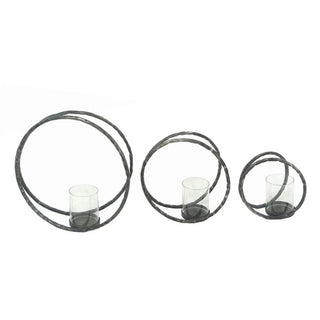 Metal & Glass Candle Holders, S/3